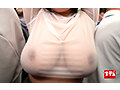 電車の中でインナーを抜き取られ透け巨乳を見られる羞恥で抵抗できないシアーシャツ女子4